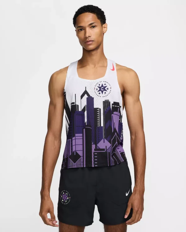 Nike AeroSwift Men's Dri-FIT ADV Running Singlet White New Orchid XS FV6335-100